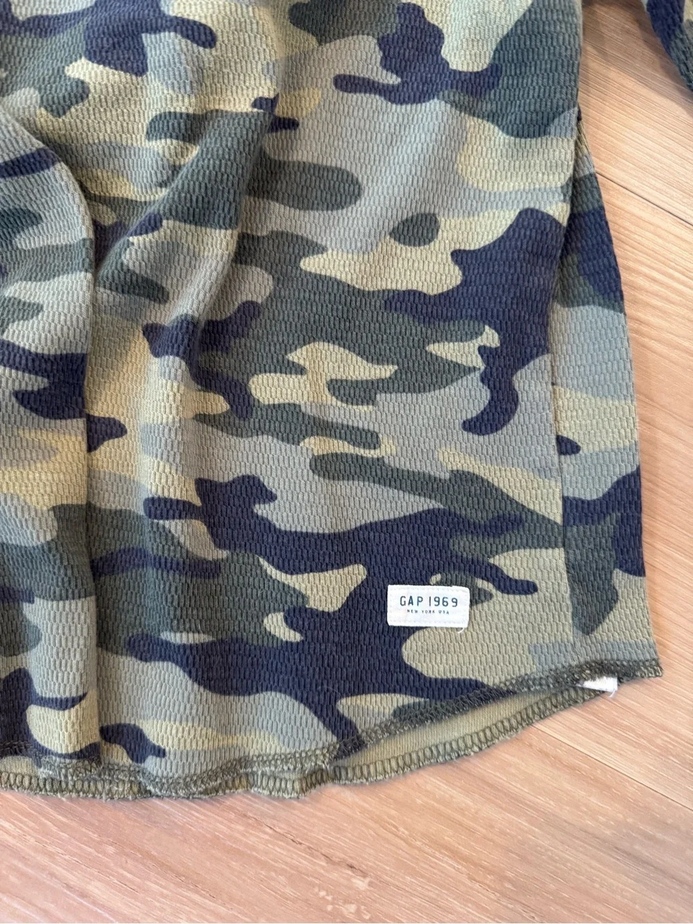 GAP Navy Long-Sleeve Top & Green Camo Long-Sleeve Tee